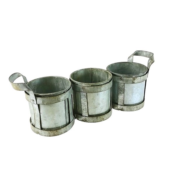 Planter Storage Office Desk Caddy Galvanized Metal Vintage Farmhouse Decor - Picture 2 of 7